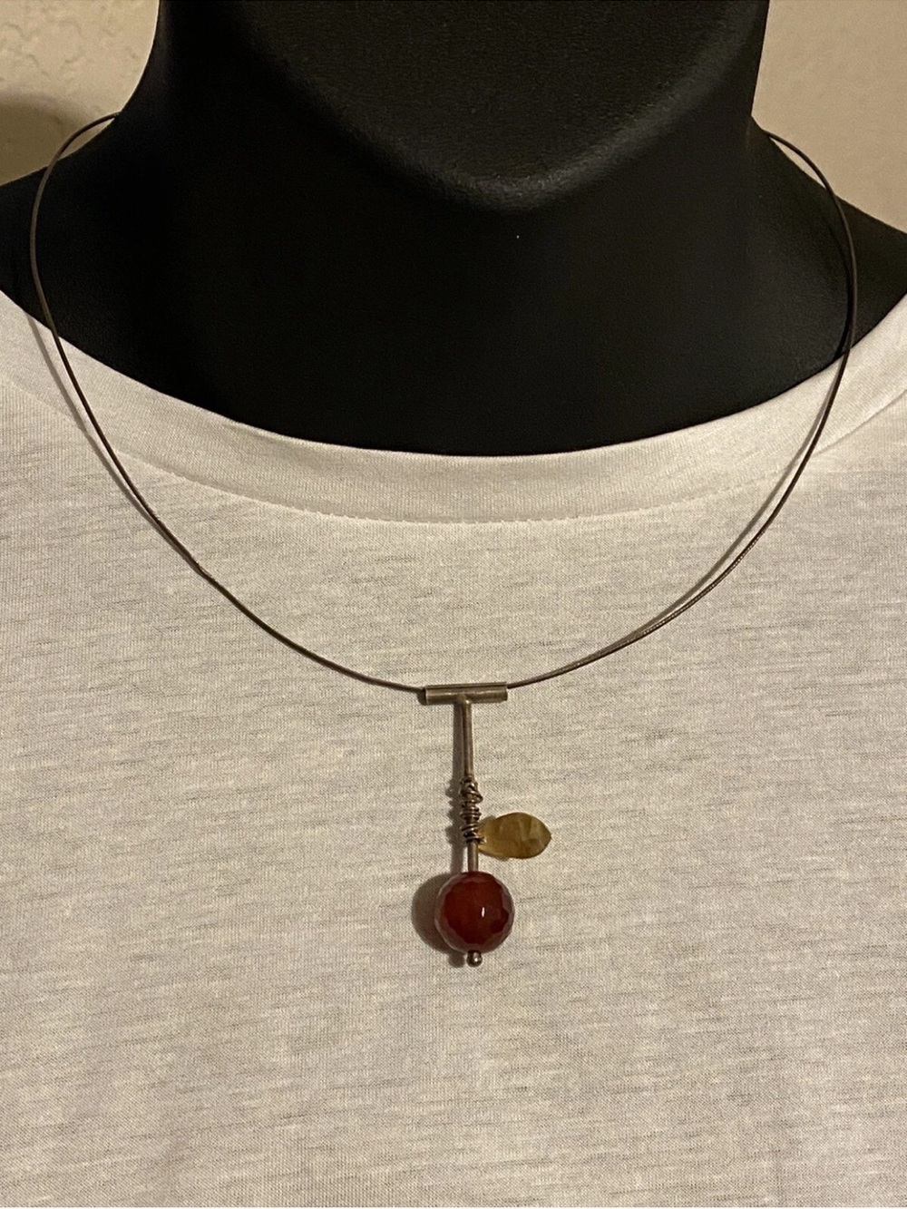 JAMIE CASSAVOY 925 SILVER NECKLACE CHERRY PENDANT WITH LEAF MADE OF 18k GOLD